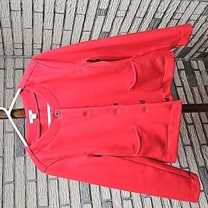 Croft & Barrow Ladies Jacket Sz L Red Button Up